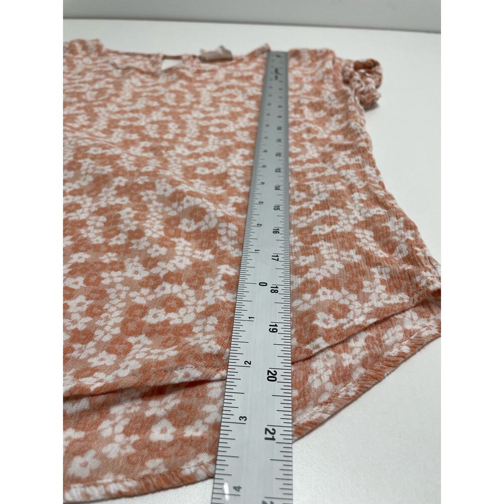 Olive And Oak Curved Short Sleeve Ditsy Floral Printed Top Brown Womens Size S - Picture 7 of 8